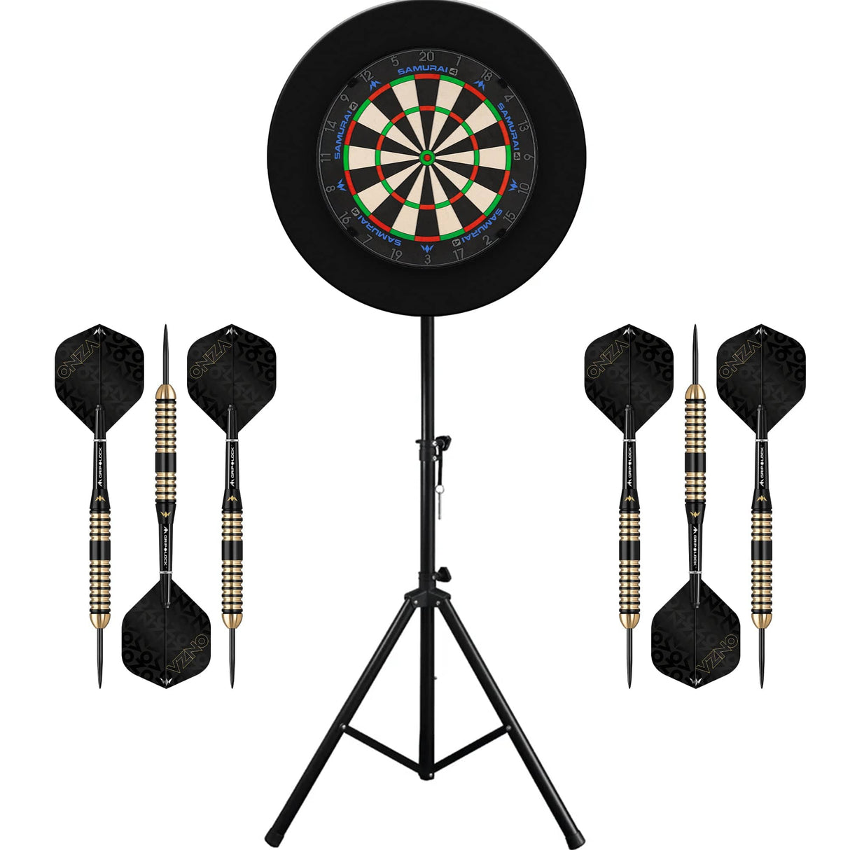 Mission Samurai 4 Dartboard & Stand Set - Dart Board, Surround, Stand and Darts Samurai 4 Graphite