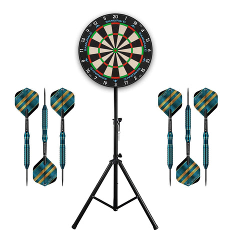 Mission Samurai 3 Dartboard & Stand Set - Dart Board, Stand & 2 sets of Brass Darts