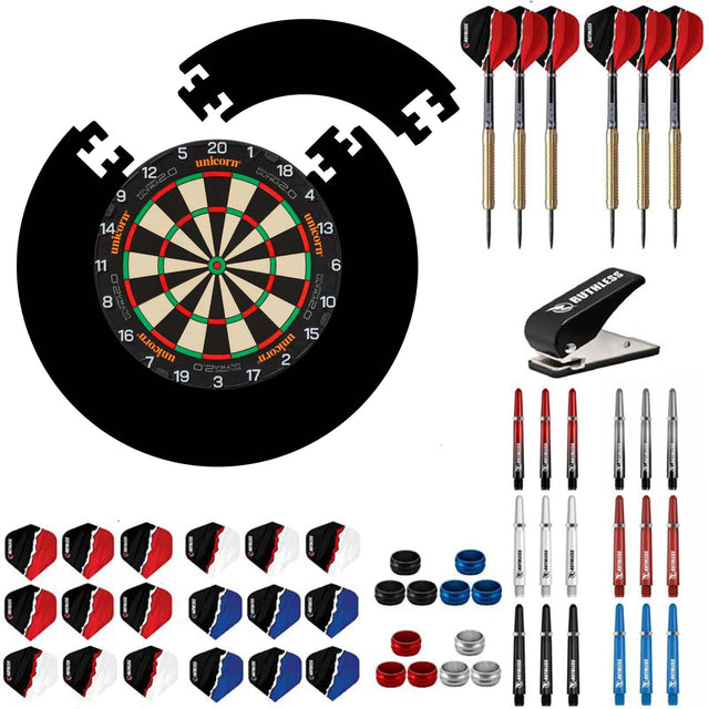 Unicorn Eclipse Ultra 2.0 Dartboard Starter Set - Dartboard, Jigsaw Surround, Darts & Accessories