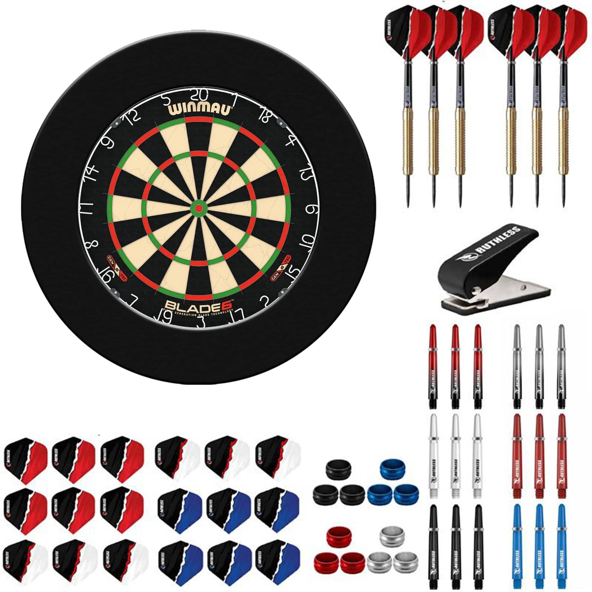 Winmau Blade 6 Starter Set - Dart Board, Surround, Darts & Accessories