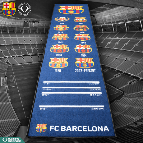 FC Barcelona - Official Licensed BARÇA - Carpet Dart Mat - 290cm x 60cm - Retro Crests