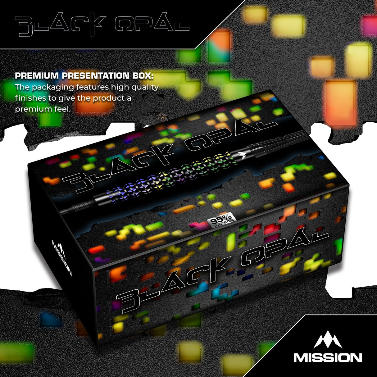 Mission Black Opal Darts - Soft Tip - 95% Tungsten - Black & Coral PVD 20g