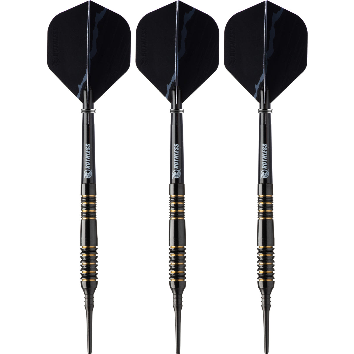 *Ruthless Black Wolf Darts - Soft Tip Tungsten - BW 16.0g - Gold Ring - 18g