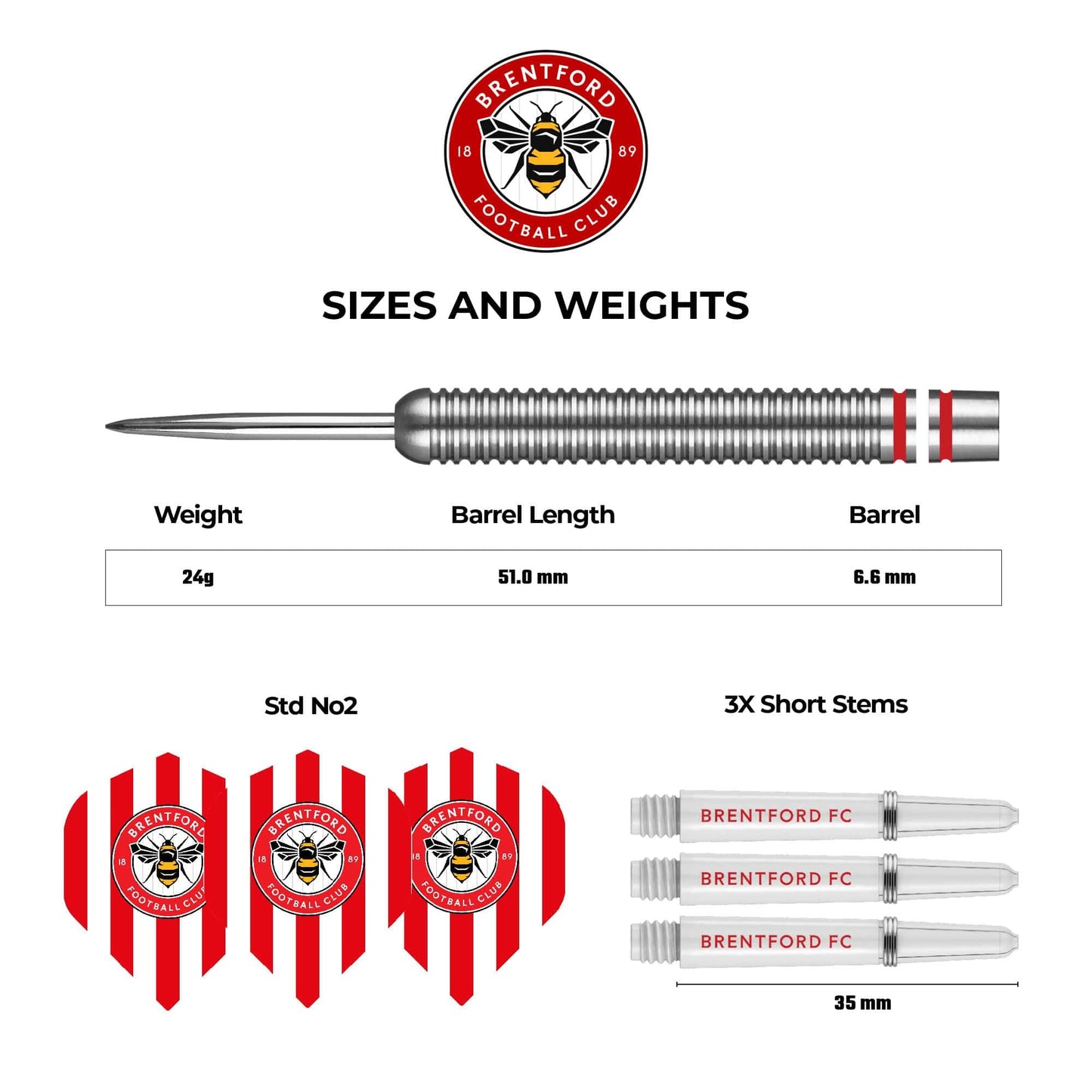 Brentford FC - Official Licensed - The Bees - Steel Tip Darts - Tungsten - 24g