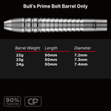 Bulls Prime CP Darts - Steel Tip - 90% Tungsten - Barrels Only - Bolt