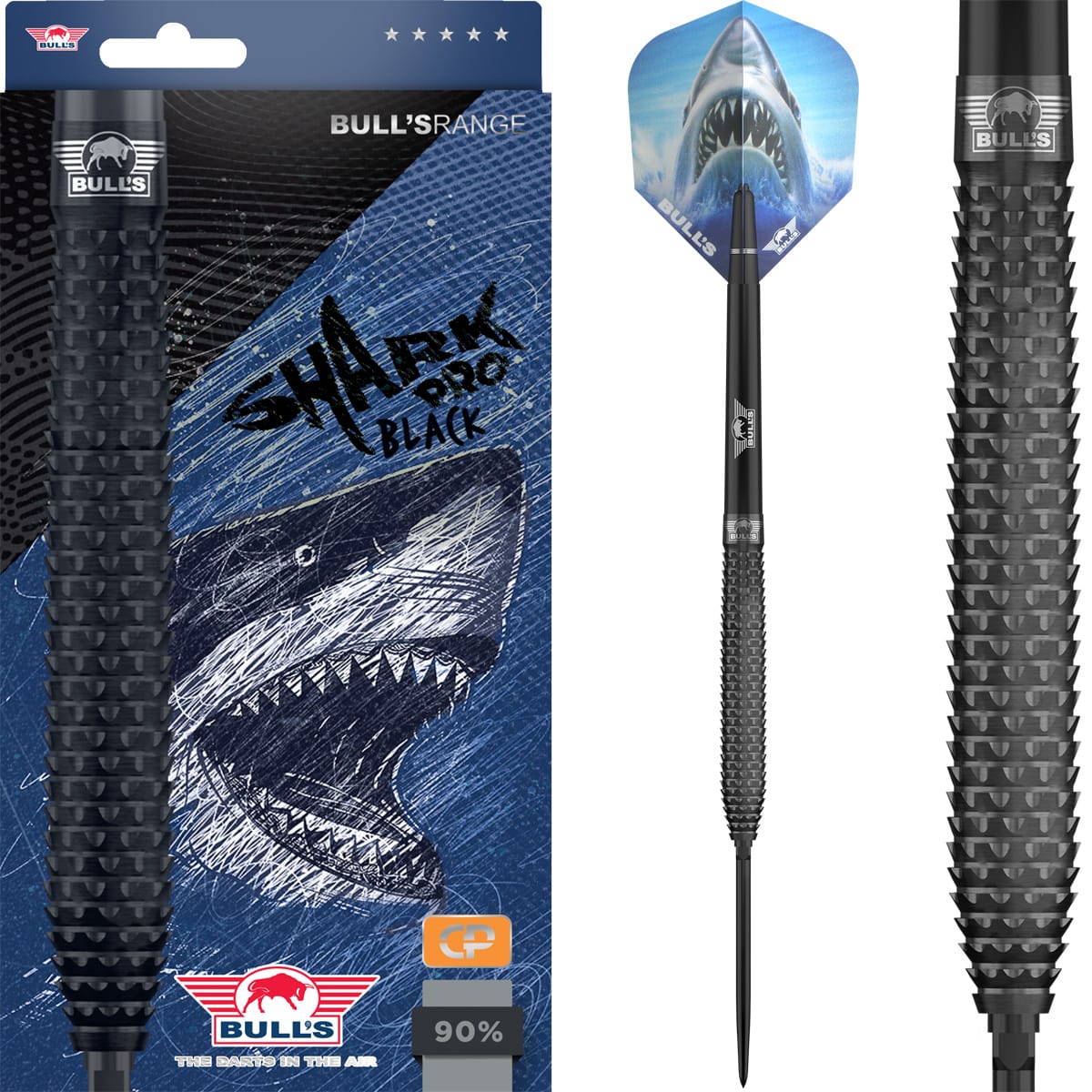 Bulls Shark Pro CP Darts - Steel Tip - 90% Tungsten - Black