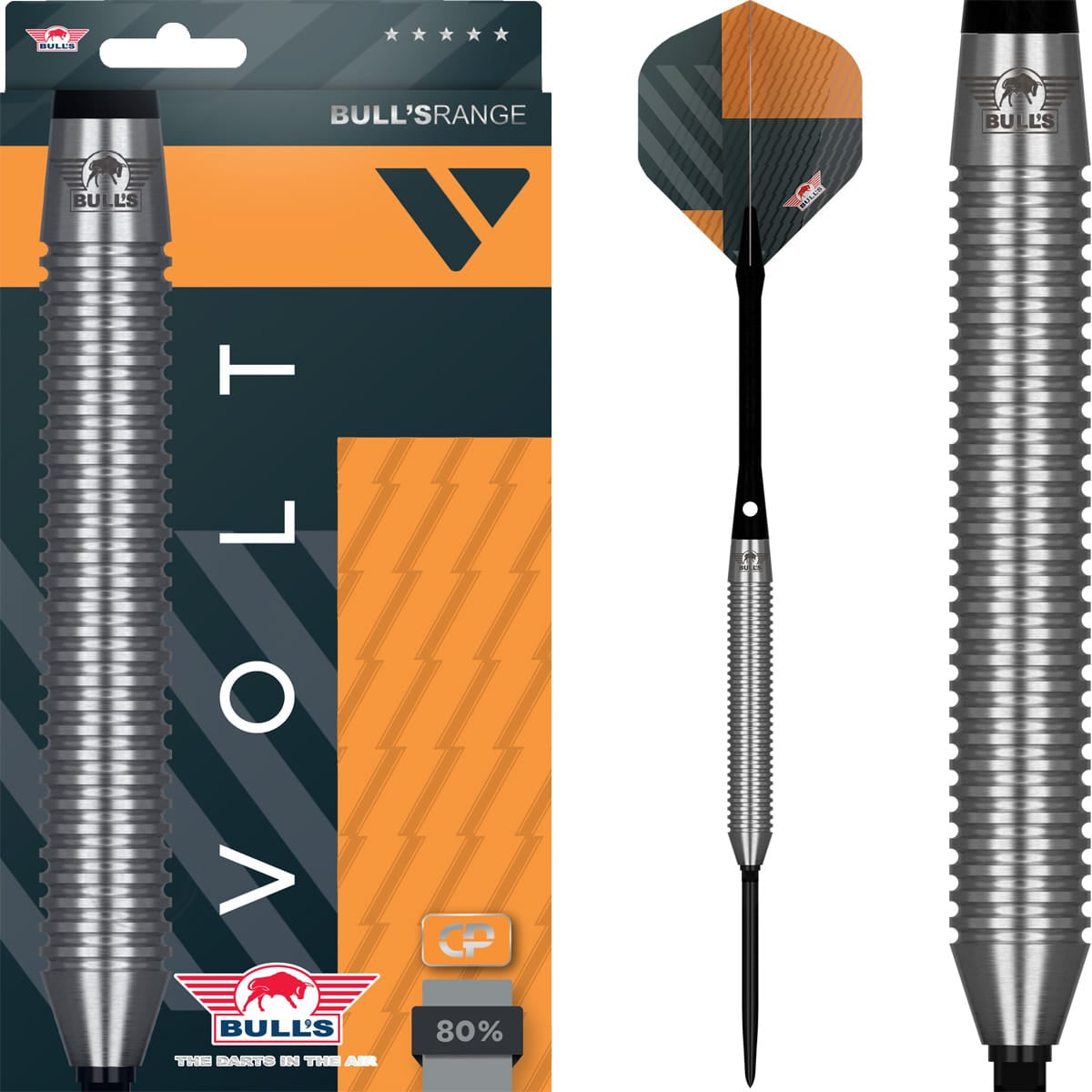 Bulls Volt CP Darts - Steel Tip - 80% Tungsten - Orange