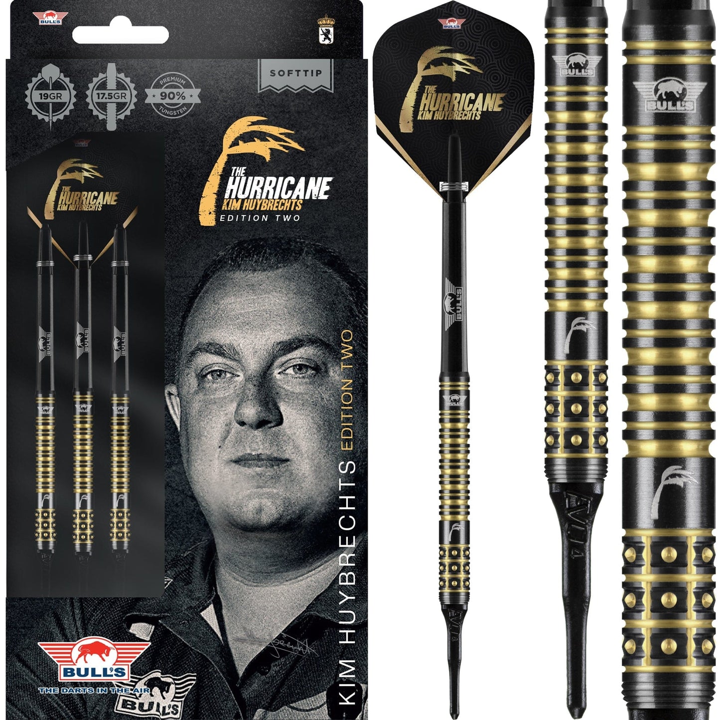 Bulls Kim Huybrechts Darts - Soft Tip - 90% - Black E2 19g