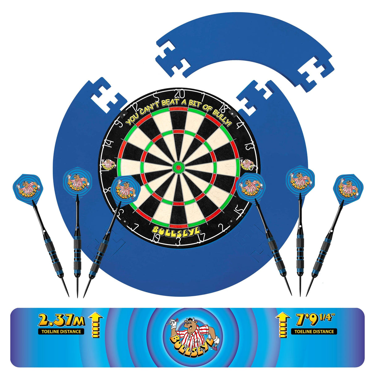 *Bullseye Home Darts Centre - Surround, Dartboard, 6 Darts - Bully Logo