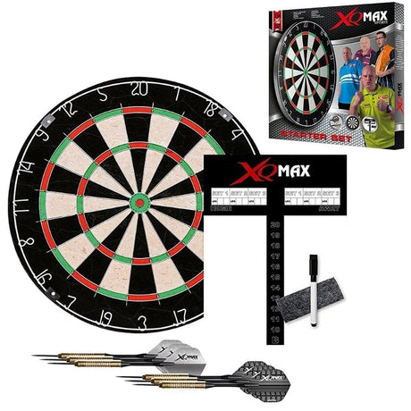 *XQMax Darts Dartboard Starter Set - With Scoreboard - 2 Sets Brass Darts