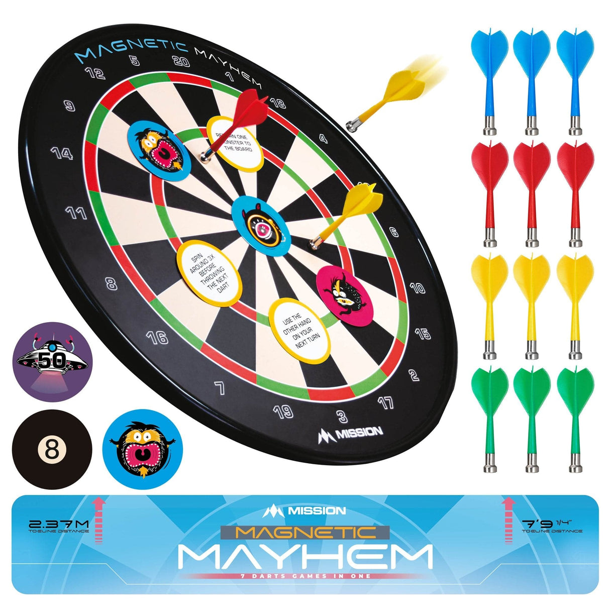 *Mission Magnetic Mayhem - Fun Darts Game - 7 Games in One - with 12 Magnetic Darts
