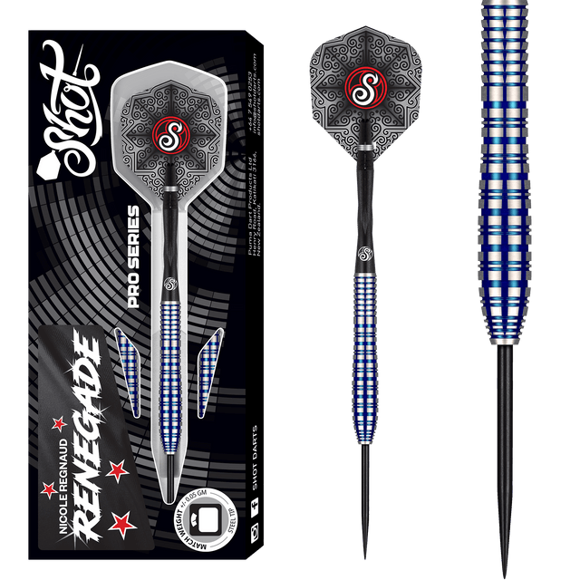 Shot Pro Series Darts - Steel Tip - 90% Tungsten - Nicole Regnaud - 23g