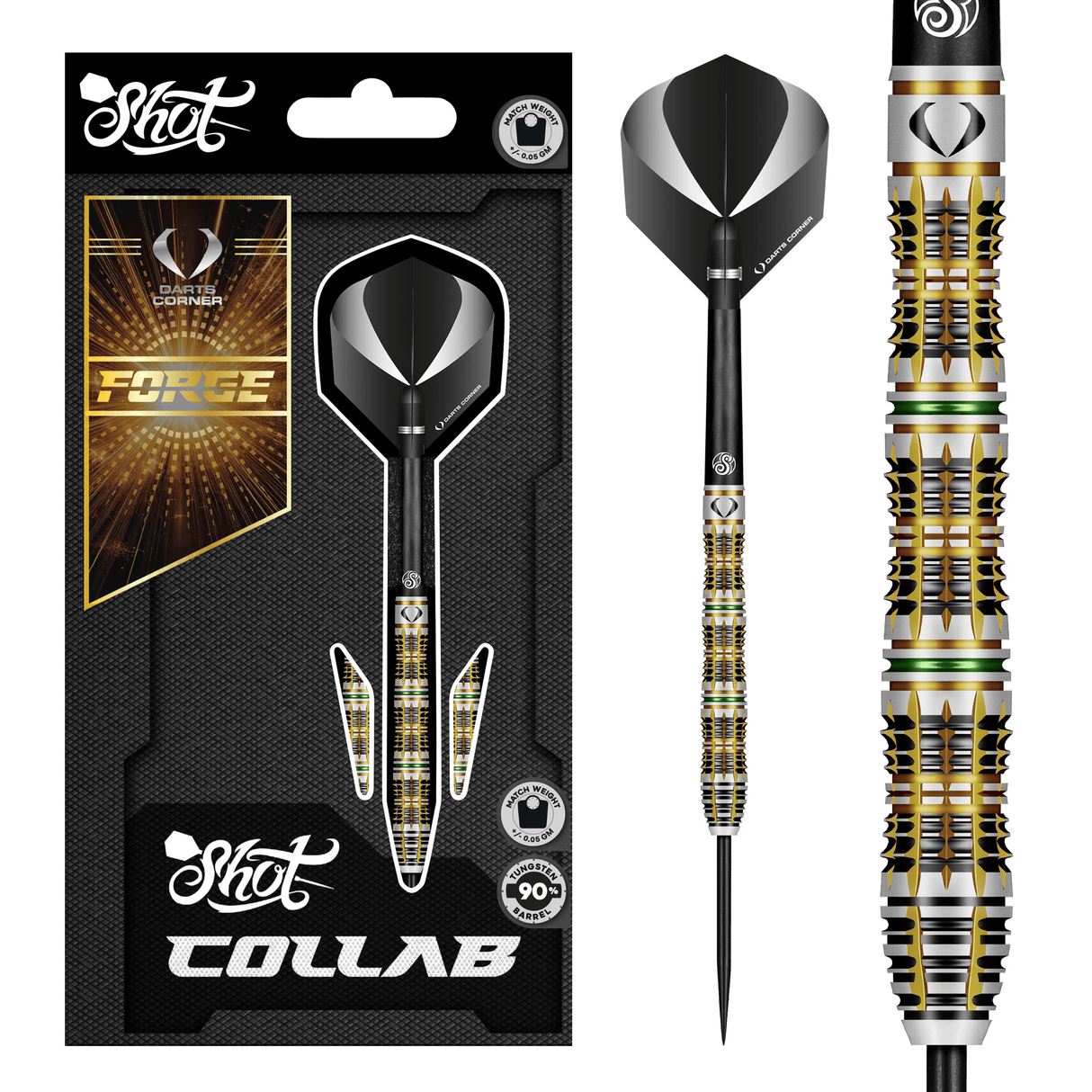 Shot x DC Collab Darts - Steel Tip - 90% Tungsten - Forge