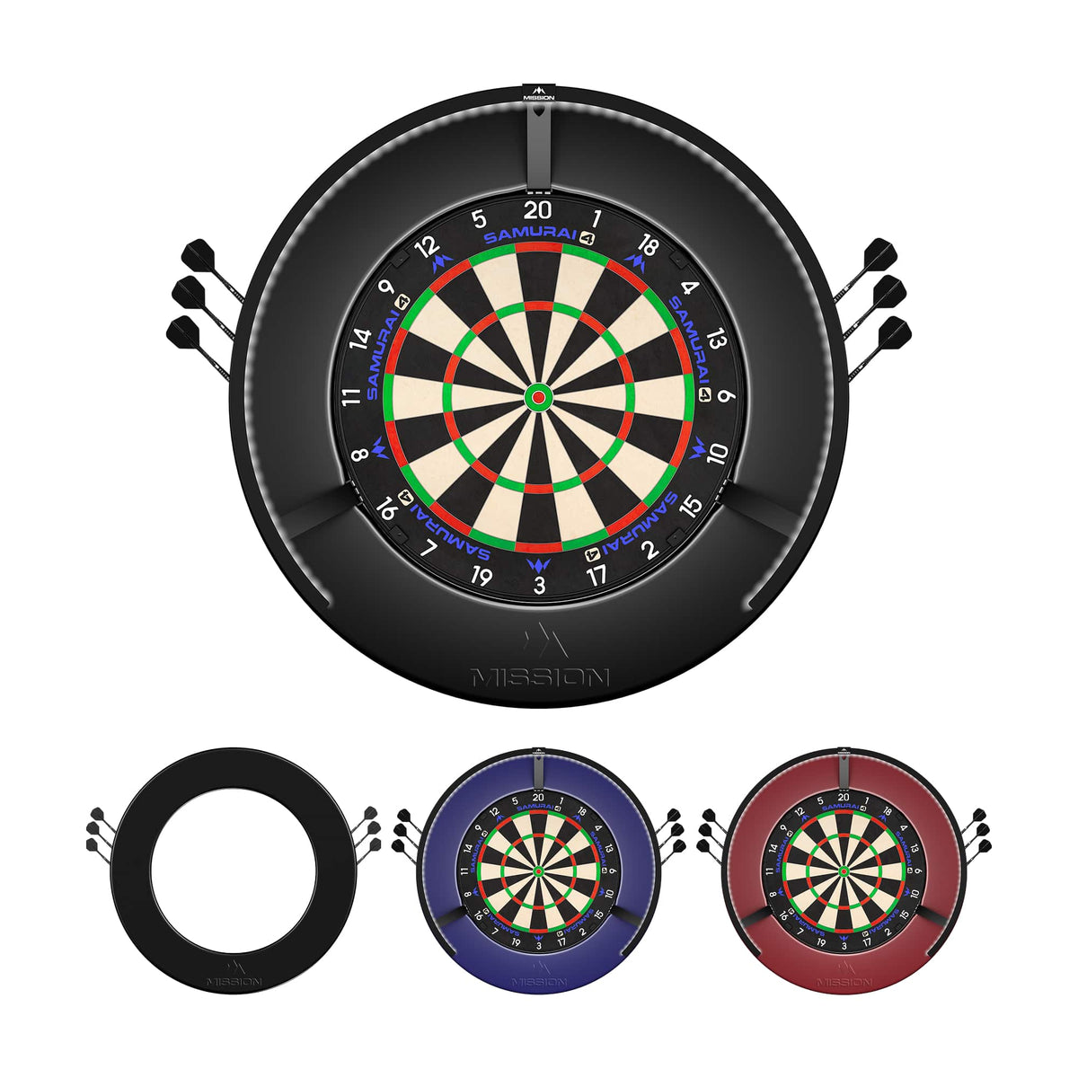 Mission Dartboard Surround - Logo - Built in Dart Holder