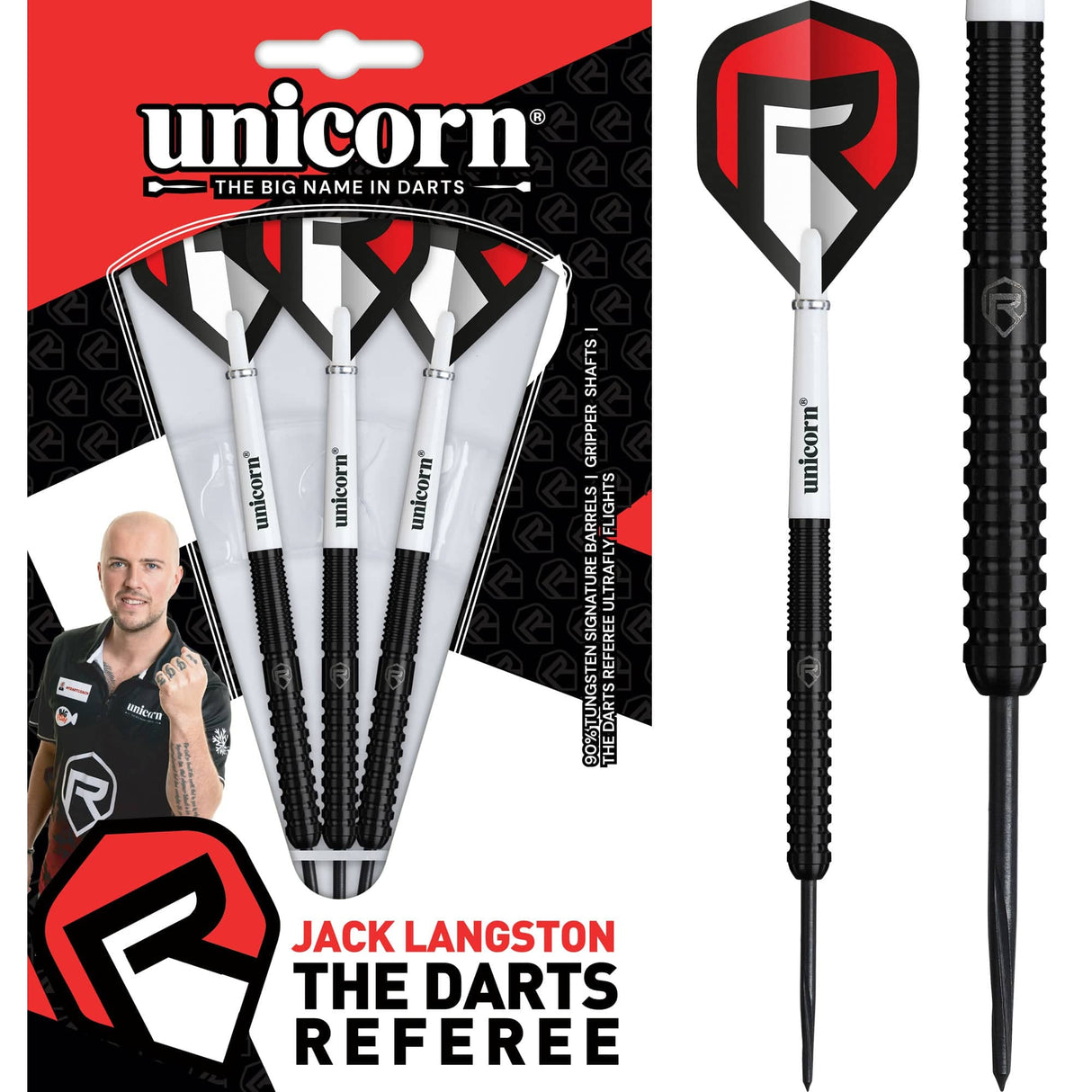 Unicorn Darts Referee Darts - Steel Tip - 90% Tungsten - Jack Langston