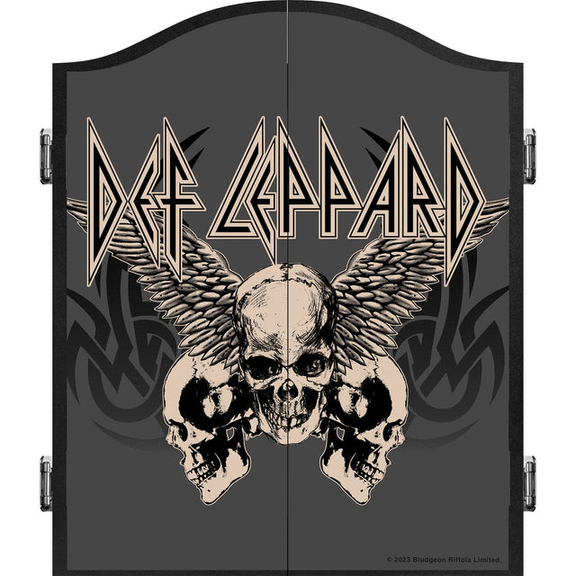 Def Leppard Dartboard Cabinet - Official Licensed - C4 - Premium Black - Skull with Wings