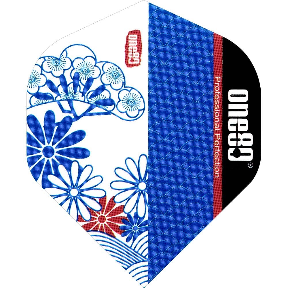 *One80 Dart Flights - Blue and White Flights - Std - Flowers