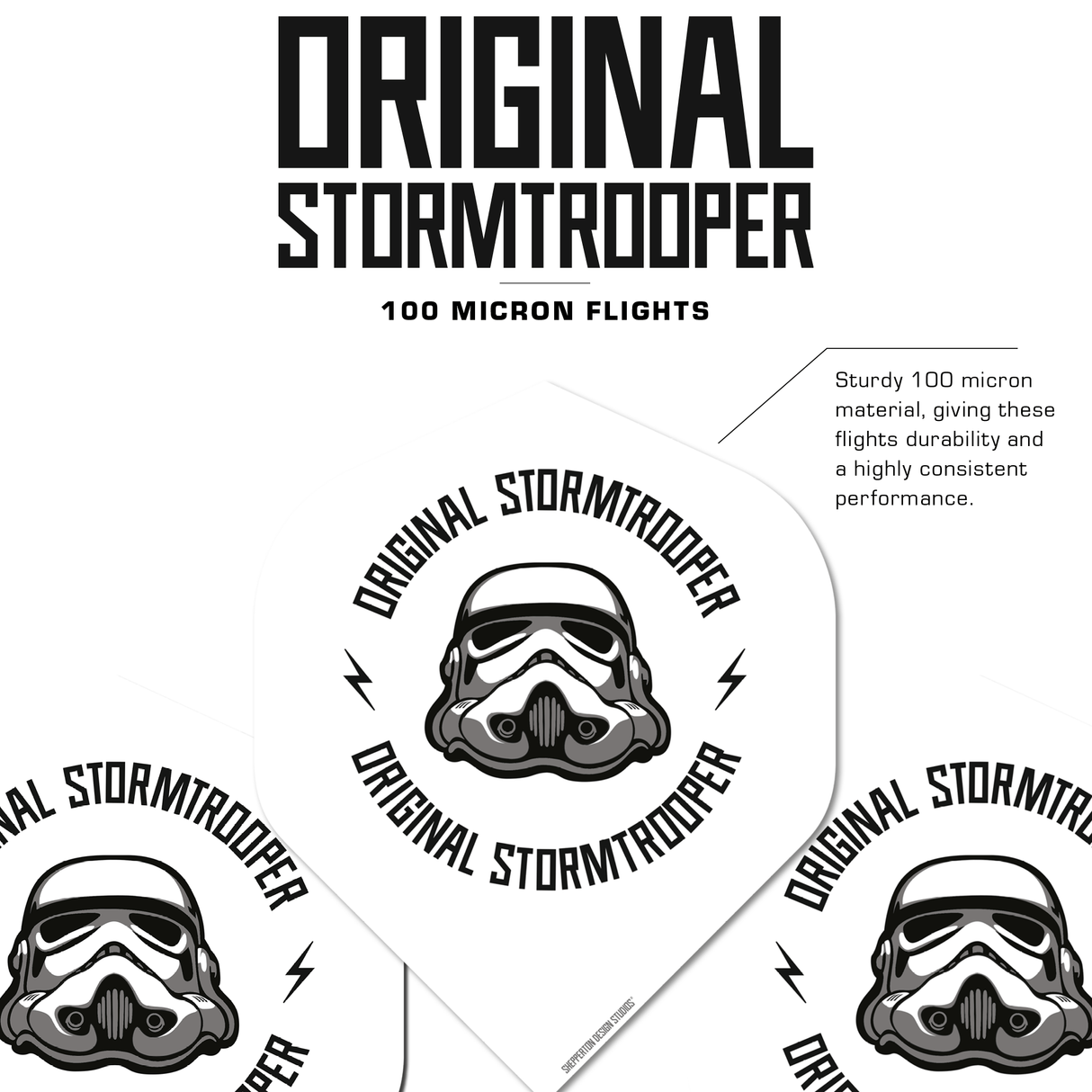 Original StormTrooper Dart Flights - Official Licensed - No2 - Std - Storm Trooper - Logo on White