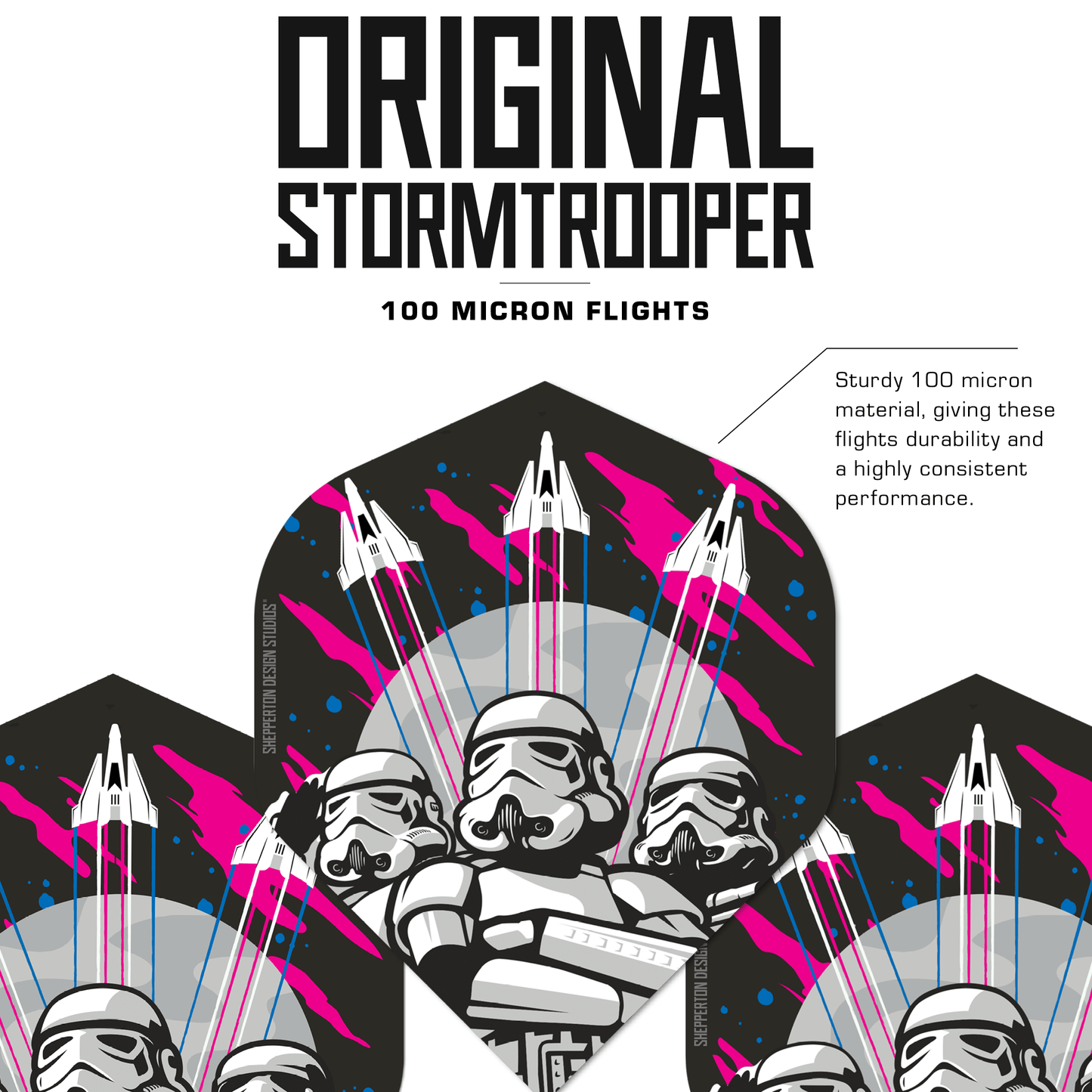 Original StormTrooper Dart Flights - Official Licensed - No2 - Std - 3 Storm Troopers & 3 Space Crafts