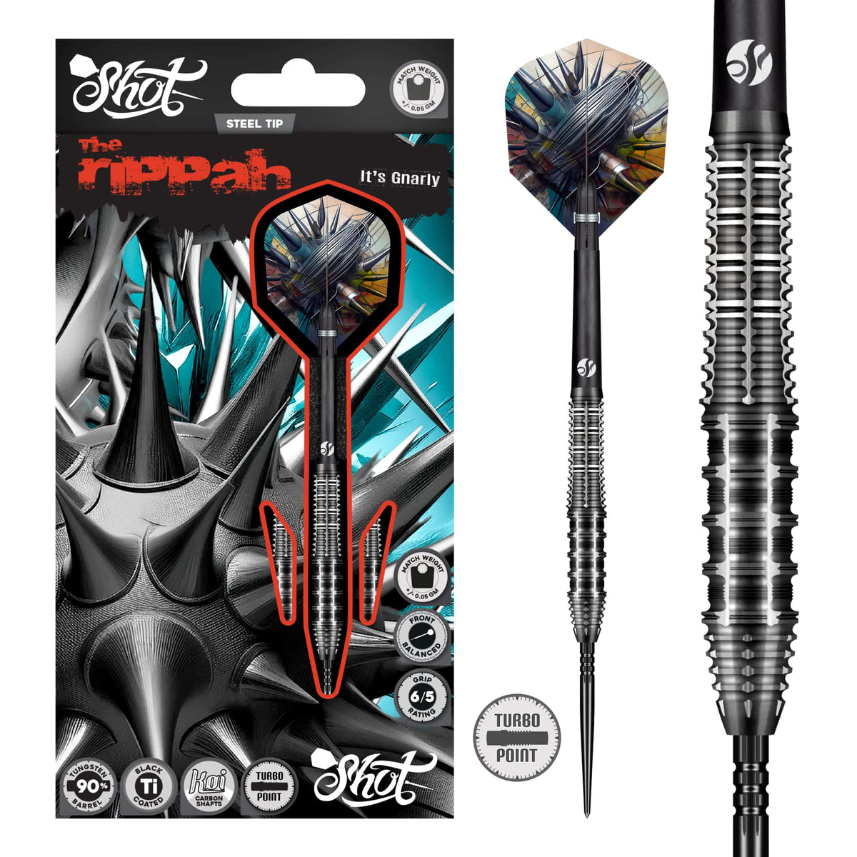 Shot Gnarly TP Darts - Steel Tip - 90% Tungsten - Rippah