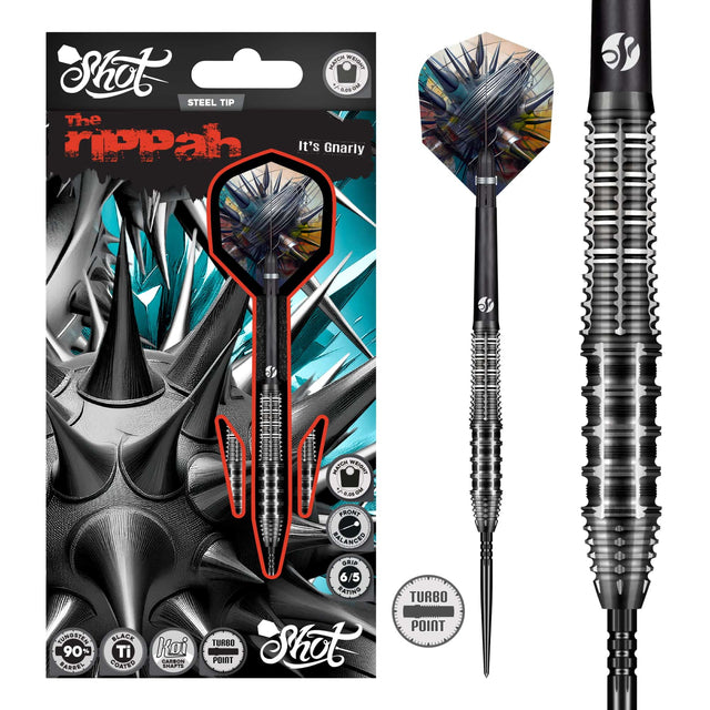 Shot Gnarly TP Darts - Steel Tip - 90% Tungsten - Rippah
