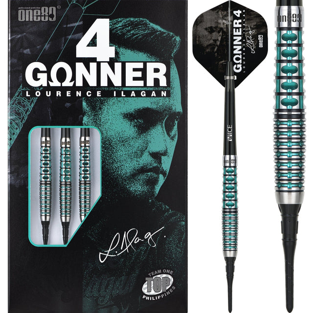 One80 Lourence Ilagan Darts - Soft Tip - 90% Tungsten - Jade - 18g