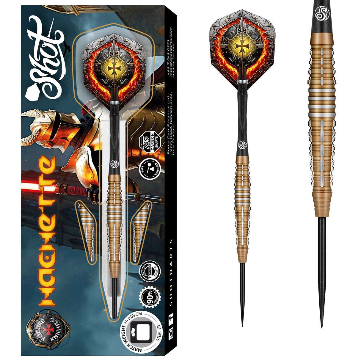 Shot Future Knights Darts - Steel Tip - 90% Tungsten - Hachette