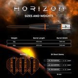 Mission Horizon Darts - Steel Tip - 95% Tungsten - Black PVD & Orange