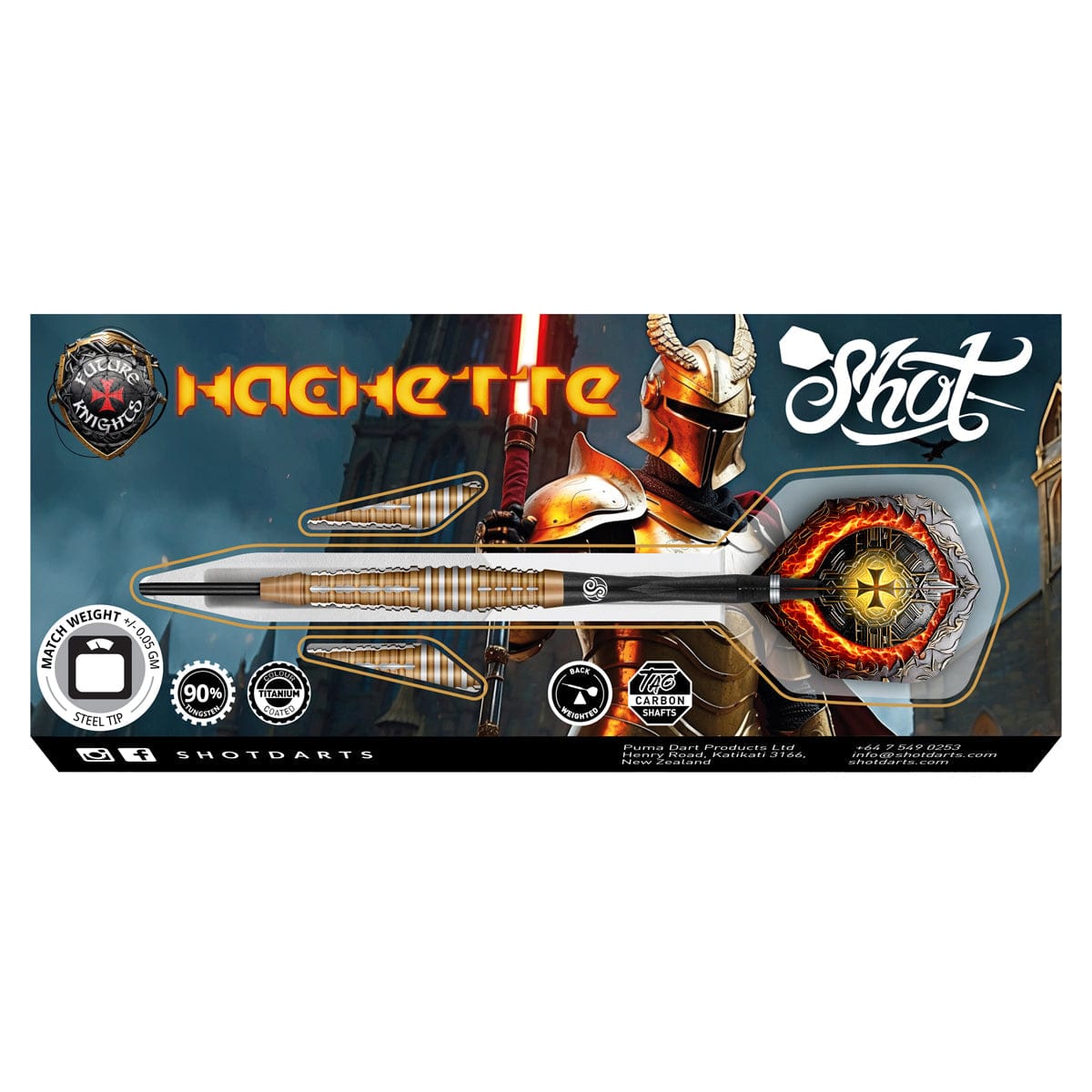 Shot Future Knights Darts - Steel Tip - 90% Tungsten - Hachette