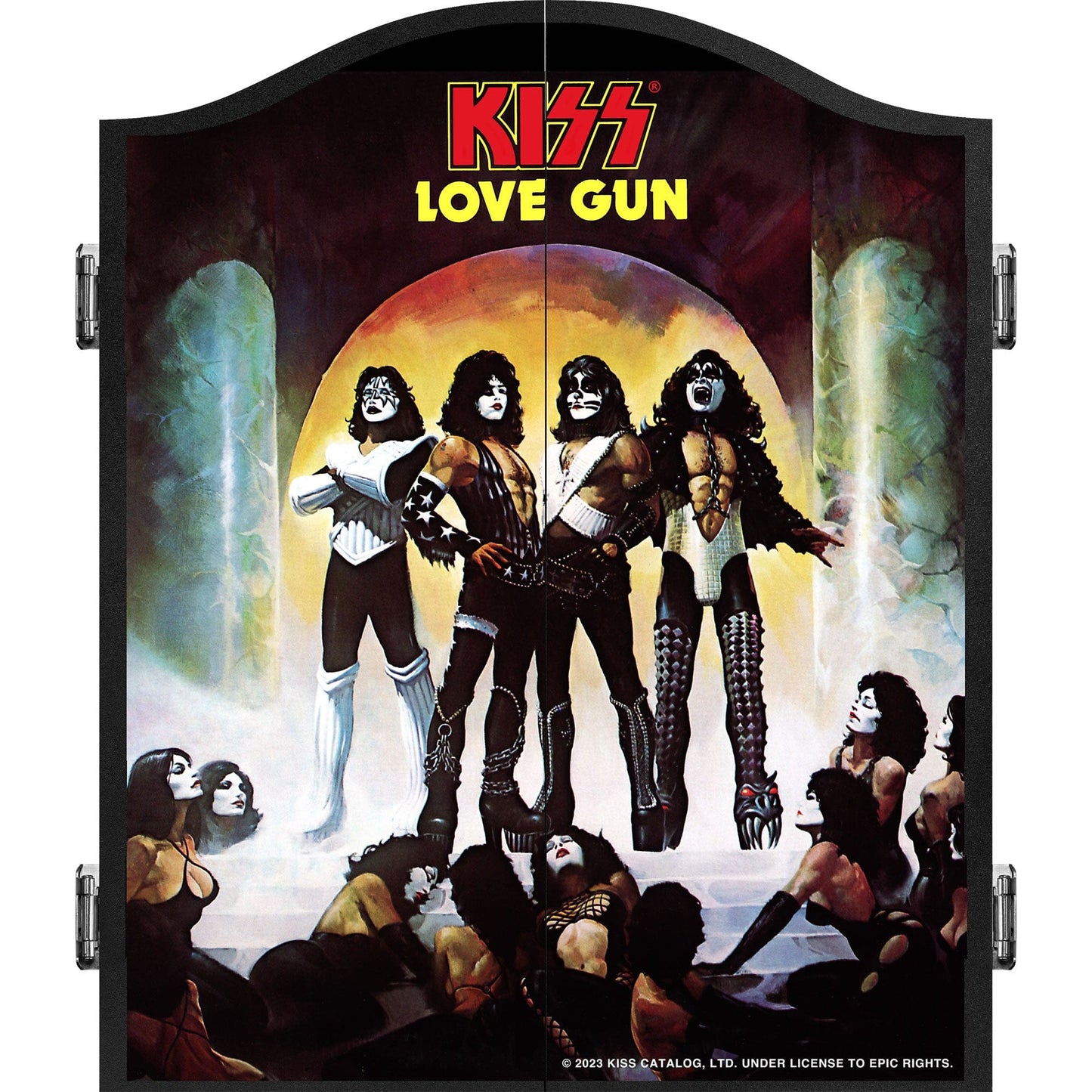 Kiss Dartboard Cabinet - Official Licensed - C2 - Premium Black - Love Gun