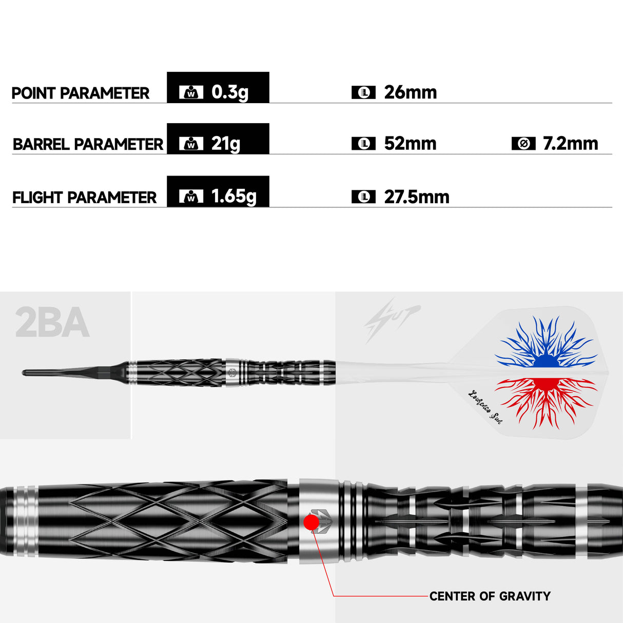 Caliburn Players Darts - Soft Tip - 90% Tungsten - Lourenco 21g