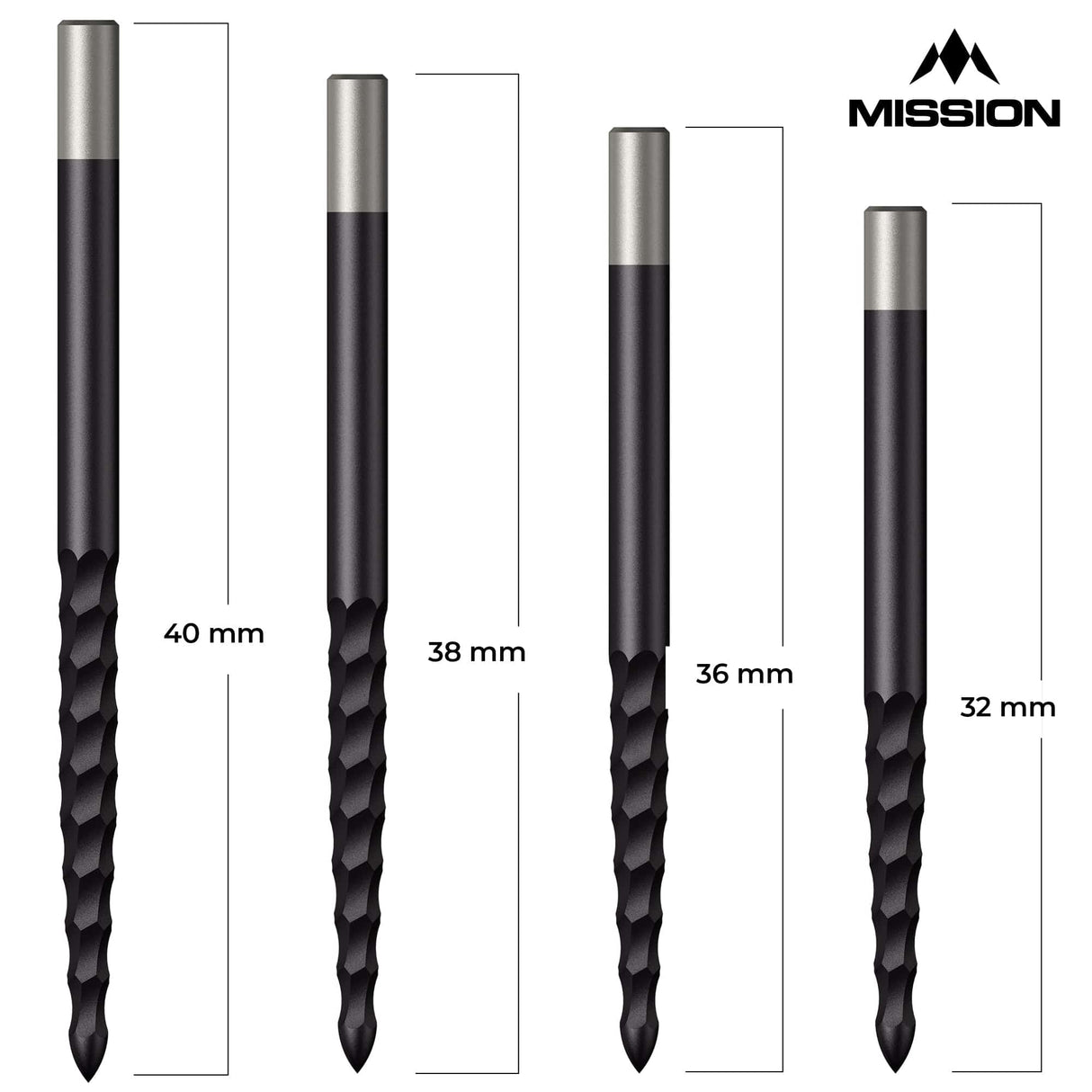 *Mission Lunar FS Dart Points - Spare Points - Rough Cut - Black