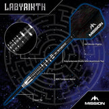 Mission Labyrinth Darts - Steel Tip - 90% Tungsten - Black PVD