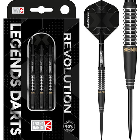 Legend Darts - Steel Tip - Revolution Series - B22 - Black - Shark Ring & Milled Cut