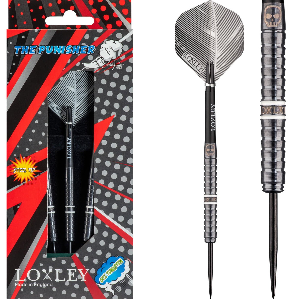 *Loxley The Punisher Darts - Steel Tip - Ringed - Black 23g