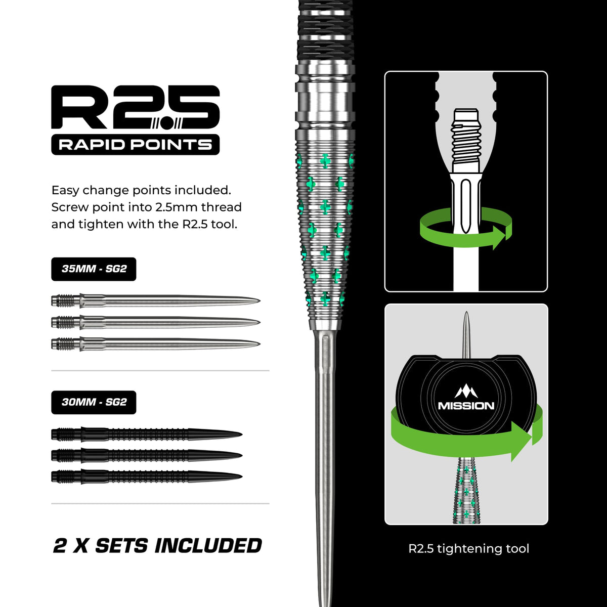 Mission Mantis R2.5 Darts - Steel Tip - 95% Tungsten