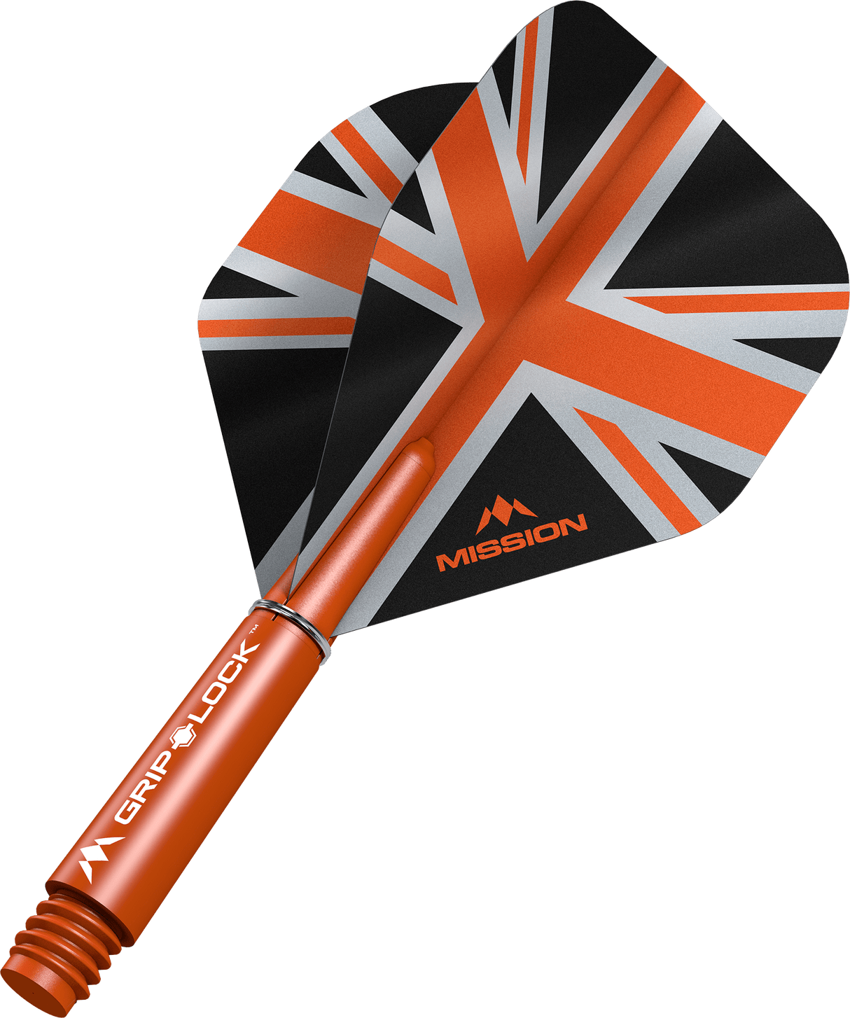 Mission Alliance Black No2 Dart Flights Combo With Griplock Shafts Orange / Short