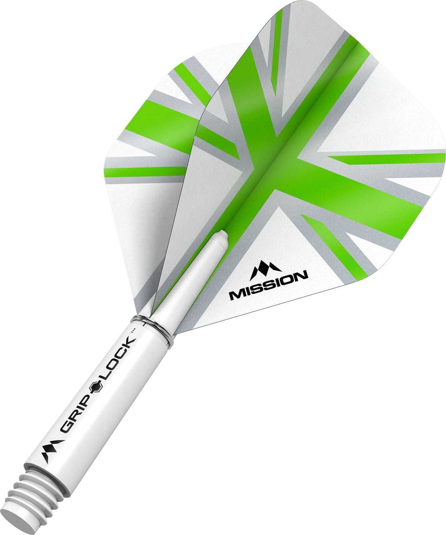 Mission Alliance White Dart Flights Combo With Griplock Shafts Green / Short