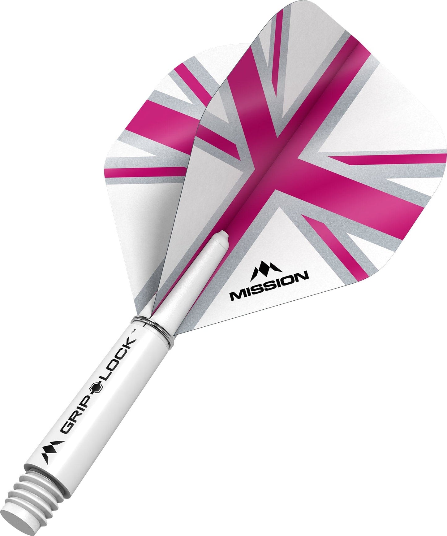 Mission Alliance White Dart Flights Combo With Griplock Shafts Pink / Short