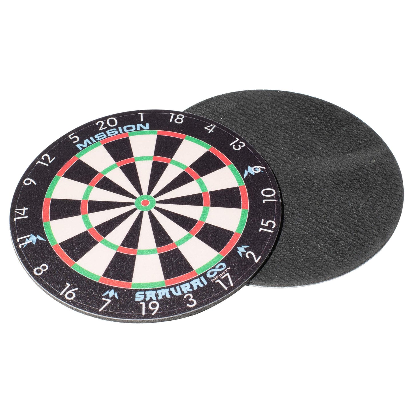 Mission Coasters - Infinity Dartboard Design - Rubber and Fabric - Round 9.5cm - Pack 2