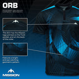 Mission Darts Orb Dart Shirt - Collarless - Lightweight - Black & Blue