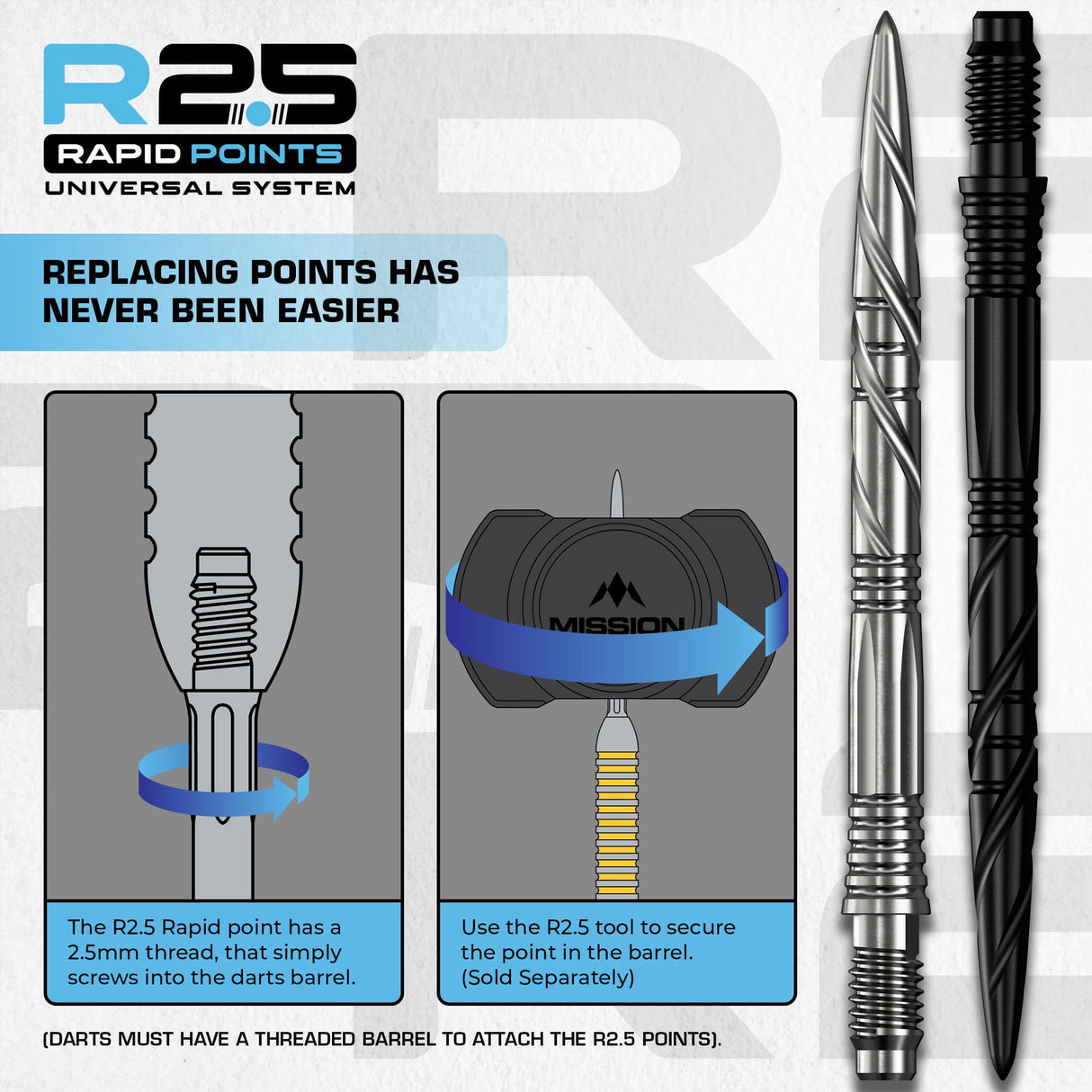 Mission R2.5 Rapid Dart Points - Steel Tip - SGV