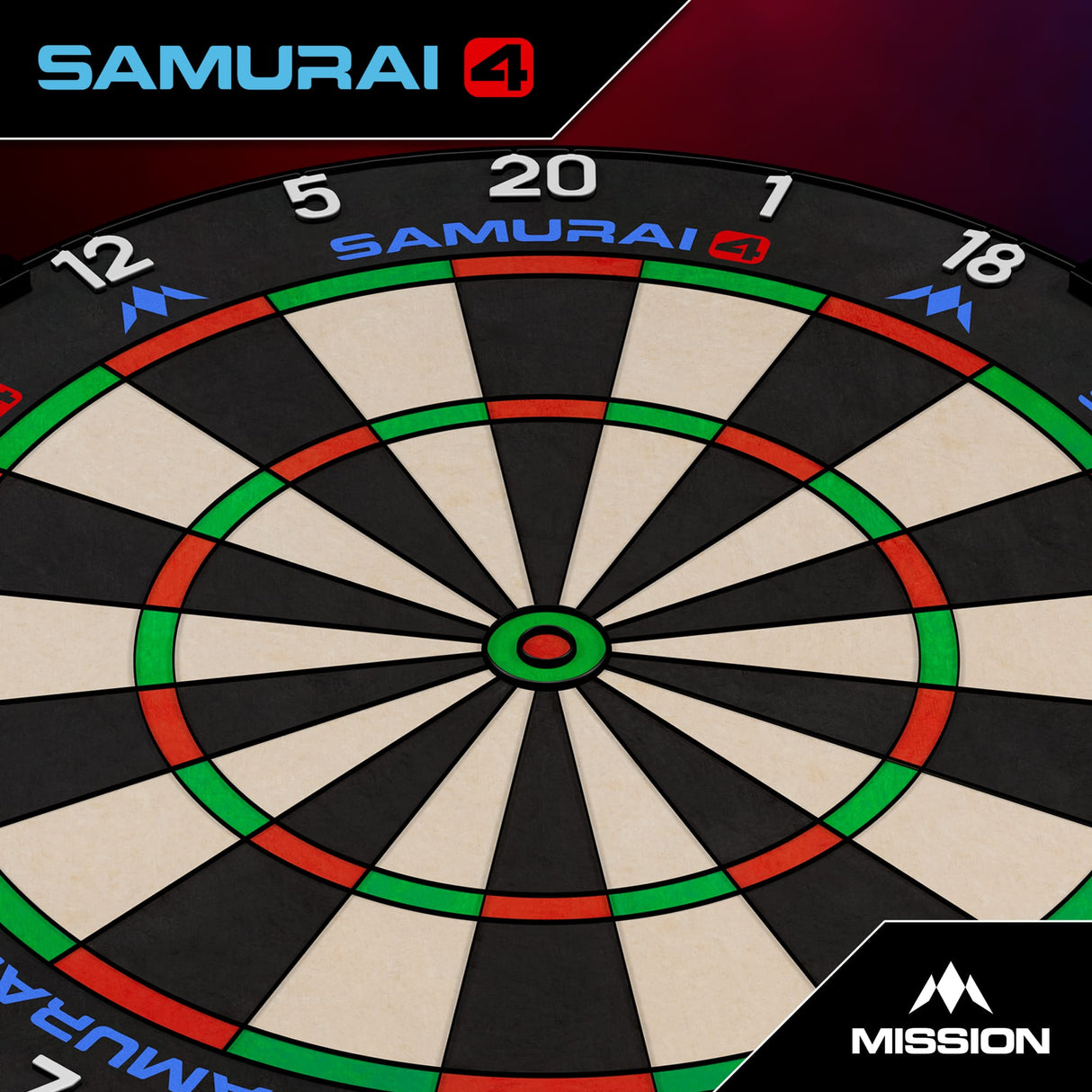 Mission Samurai 4 Dartboard - Professional - Knife Wire - Black Spider