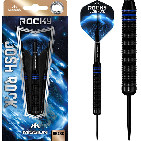 Mission Josh Rock Darts - Steel Tip - Brass - Black & Blue 22g