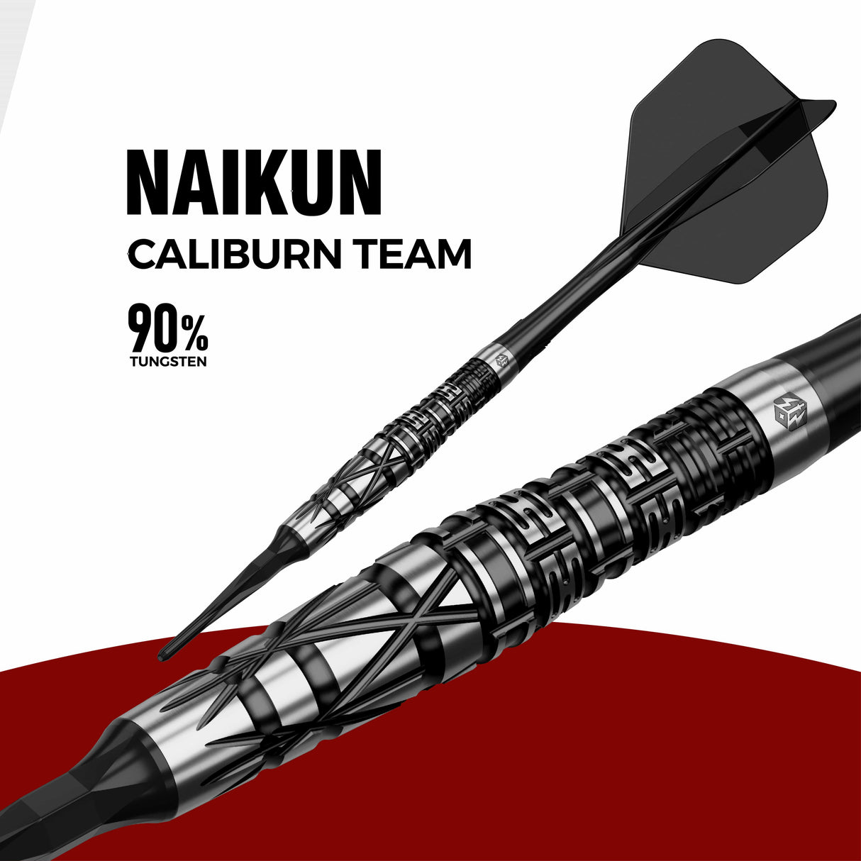 Caliburn Players Darts - Soft Tip - 90% Tungsten - Obsidian: Naikun 18g