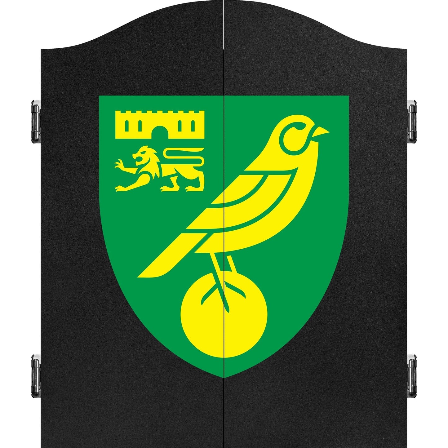 Norwich City FC - Official Licensed - The Canaries - Dartboard Cabinet - C1 - Black - Crest