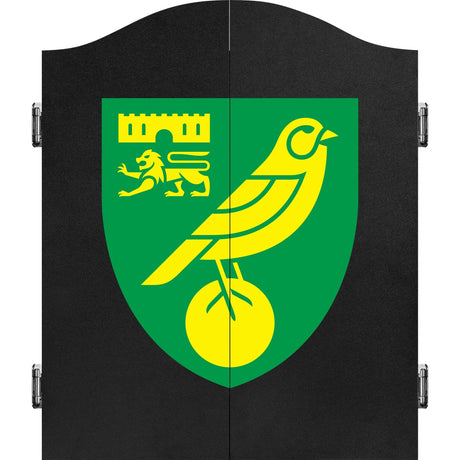 Norwich City FC - Official Licensed - The Canaries - Dartboard Cabinet - C1 - Black - Crest