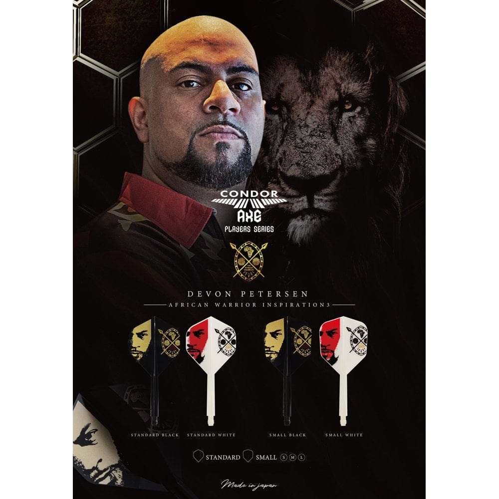 *Condor AXE Dart Flights - Devon Petersen - Small - African Warrior - Inspiration 3 - White