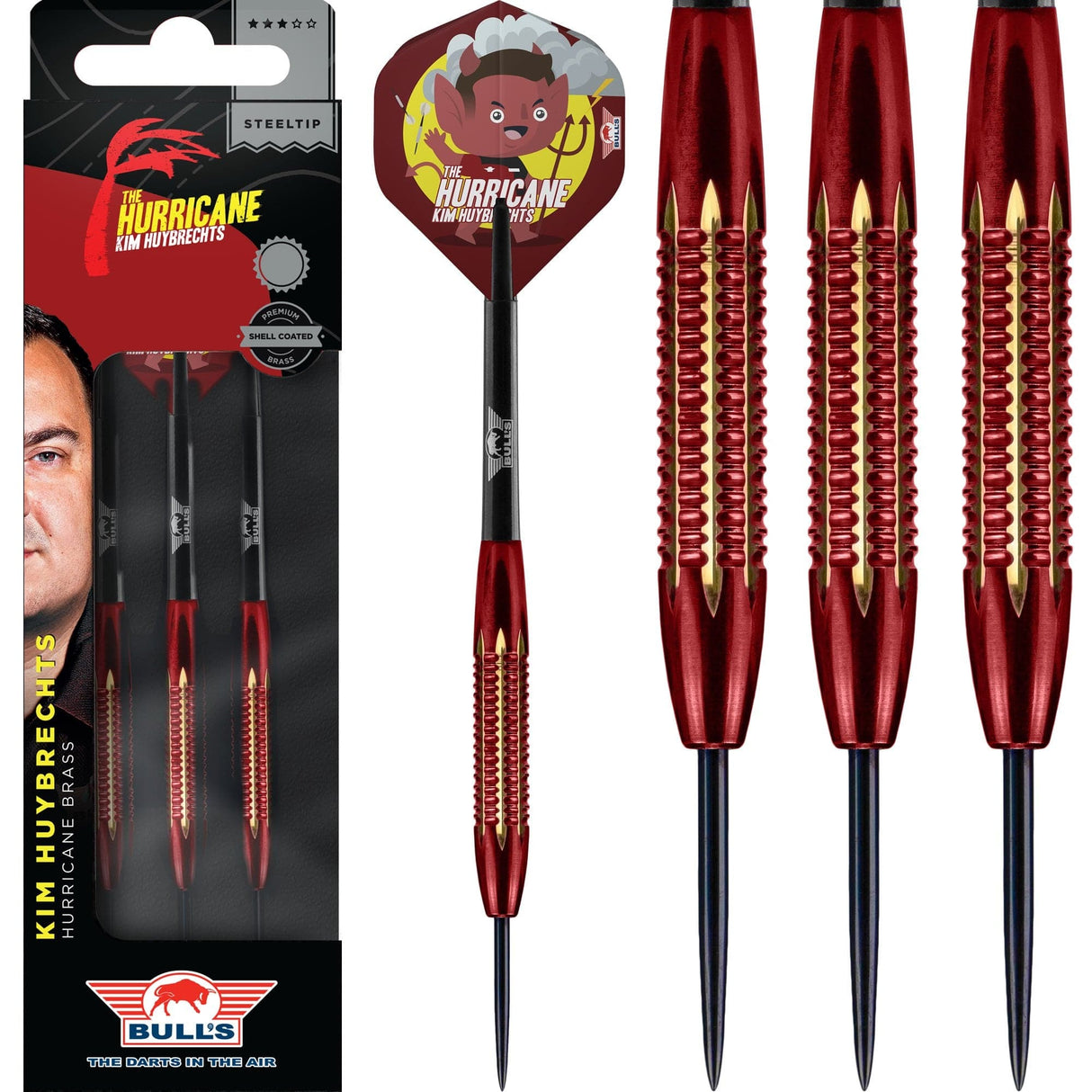 *Bulls Kim Huybrechts Darts - Steel Tip - Shell Coated - Brass - The Hurricane - 21g 21g
