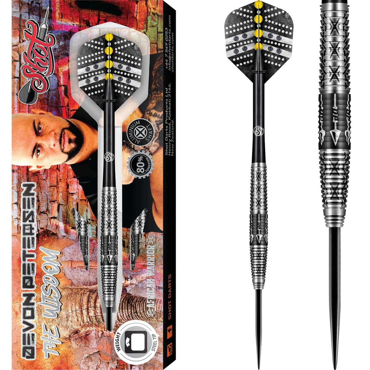 Shot Devon Petersen Darts - Steel Tip - Wisdom 23g